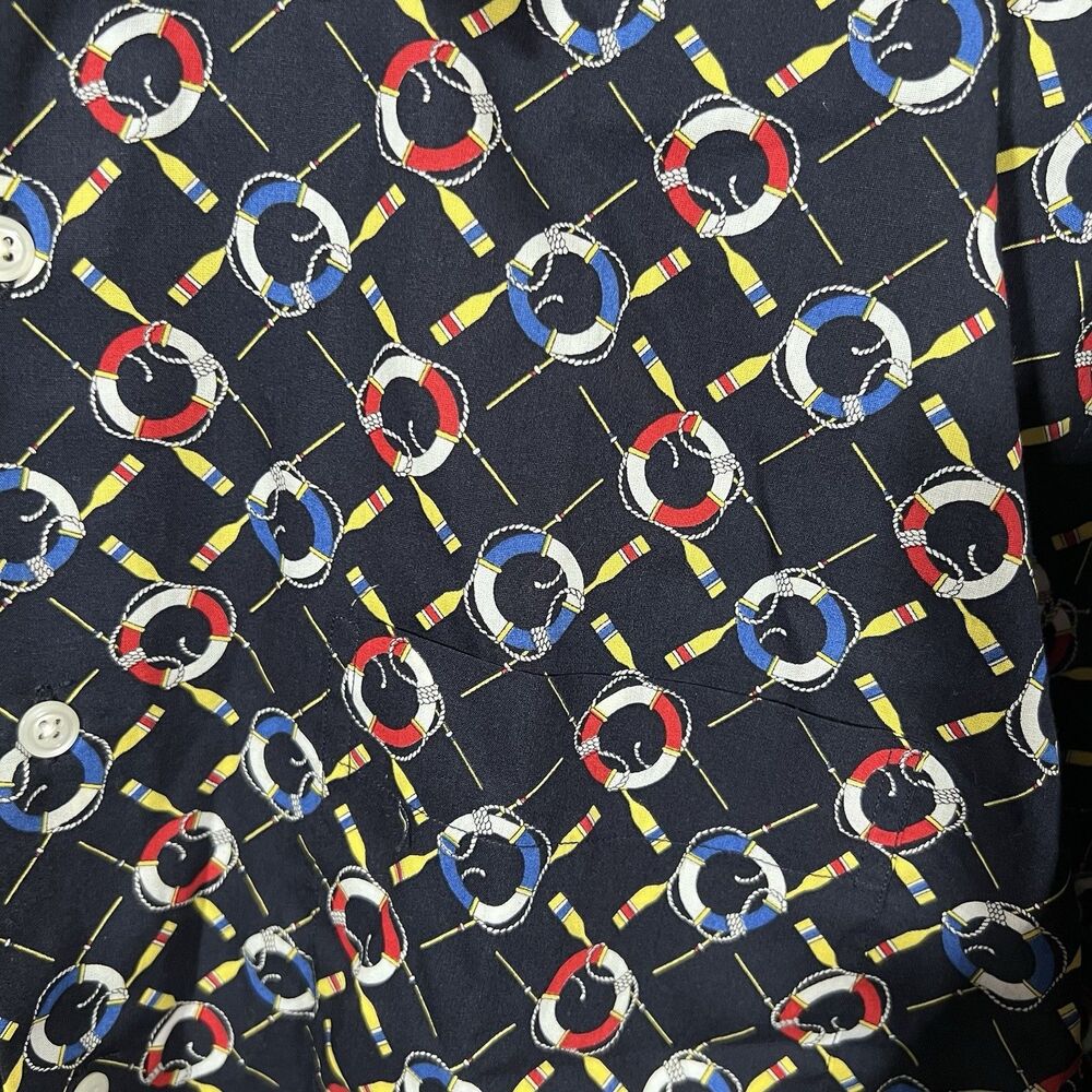 Maus & Hoffman Nautical Buoy Boating Short Sleeve Button Up Shirt Men's XL NWT! - Picture 2 of 5